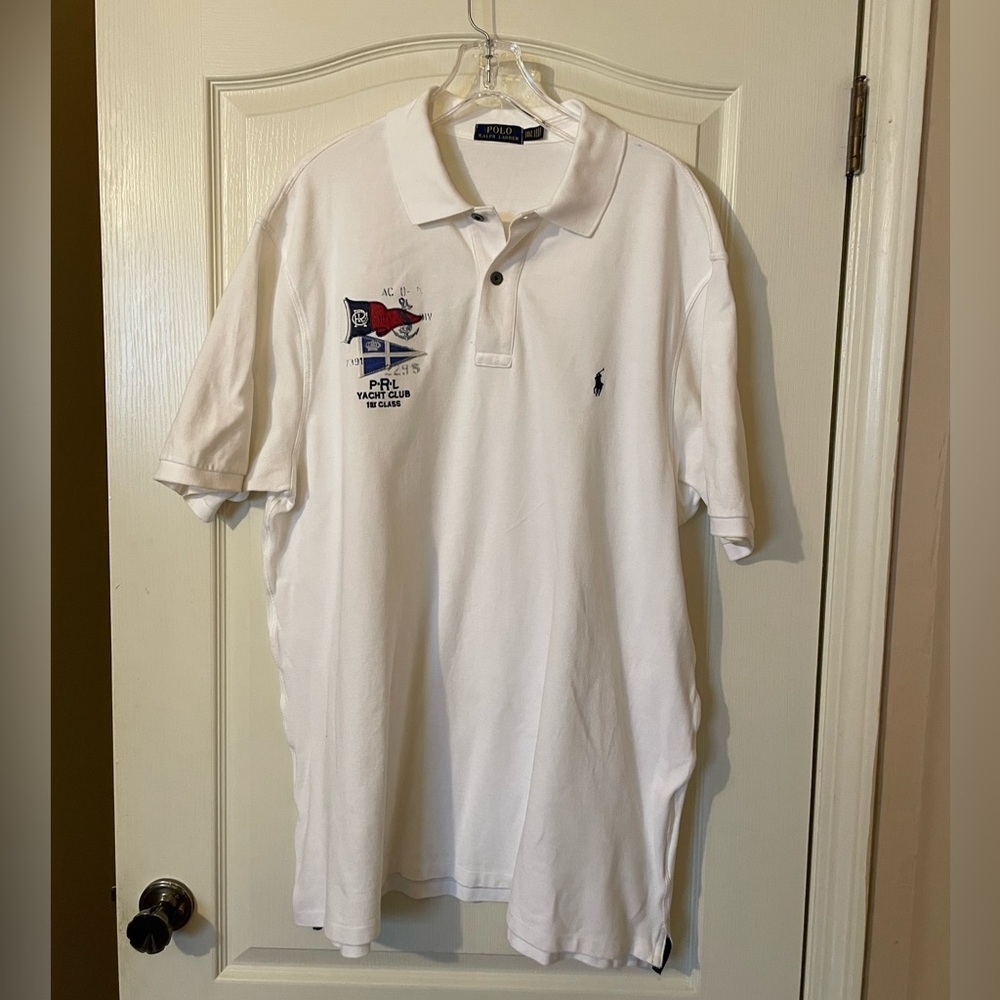 Polo Ralph Lauren White Polo Shirt Yacht Club Embroidered Nautical Size 2XLT - Picture 8 of 9